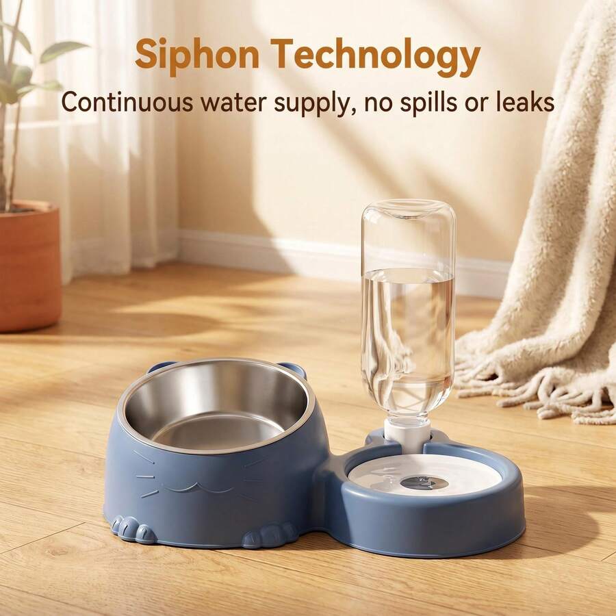 2-in-1 automatic pet food and water bowl set made of PP plastic for cats and small dogs