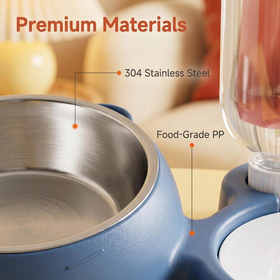 2-in-1 automatic pet food and water bowl set made of PP plastic for cats and small dogs