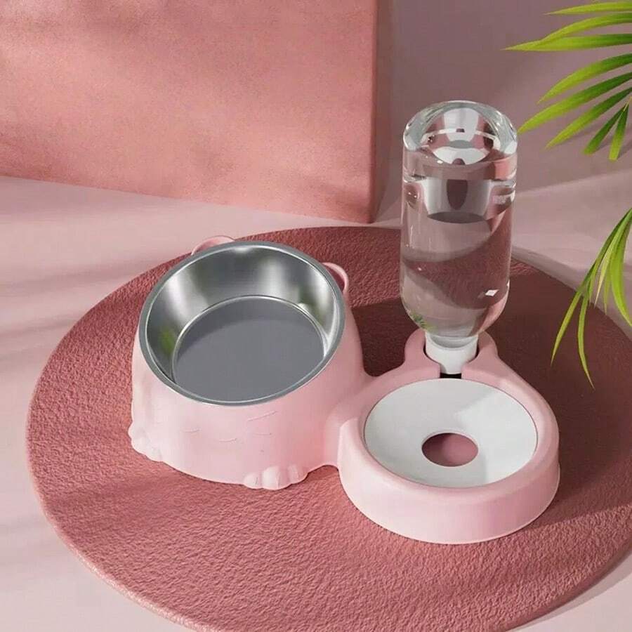2-in-1 automatic pet food and water bowl set made of PP plastic for cats and small dogs