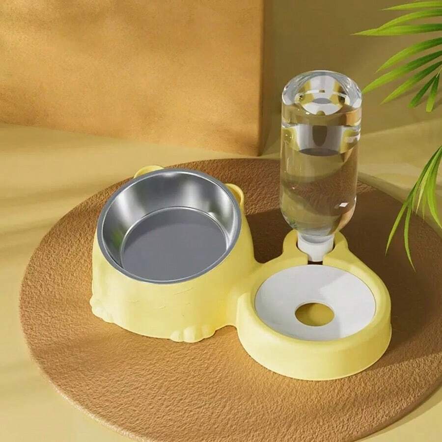 2-in-1 automatic pet food and water bowl set made of PP plastic for cats and small dogs