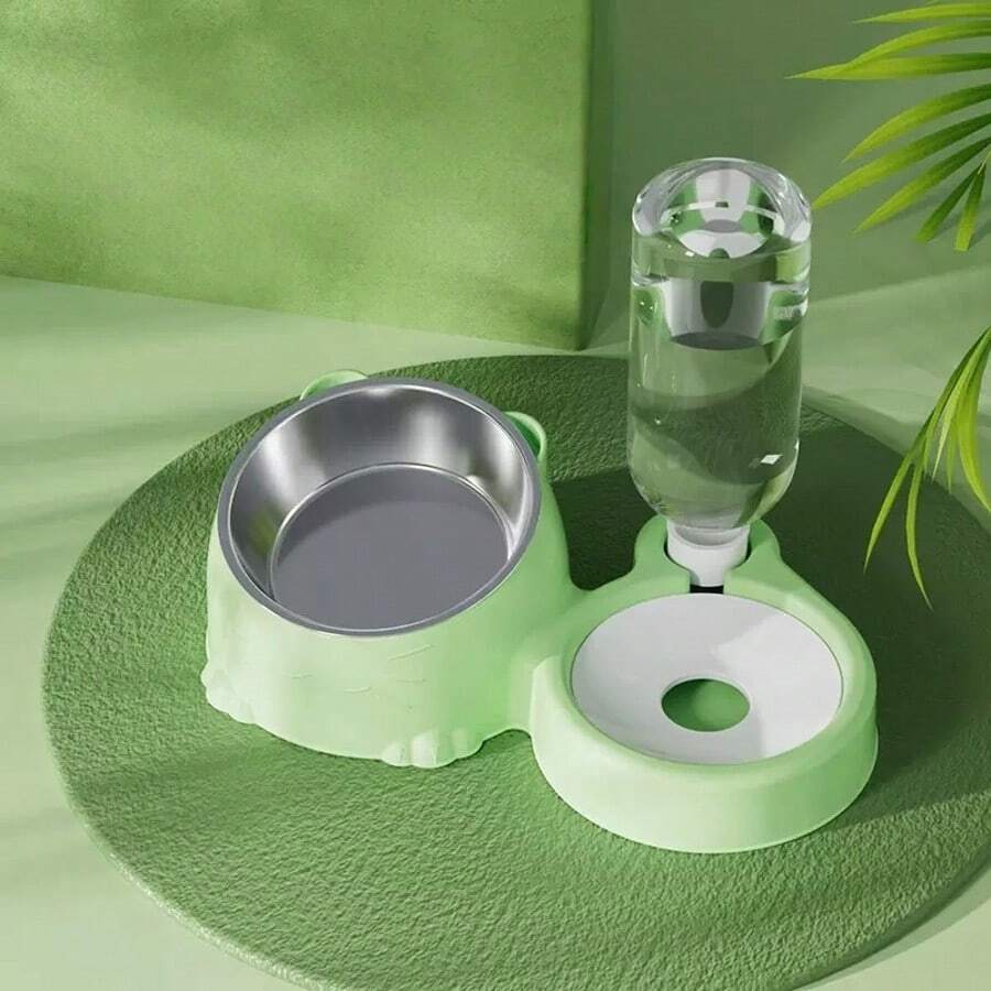 2-in-1 automatic pet food and water bowl set made of PP plastic for cats and small dogs
