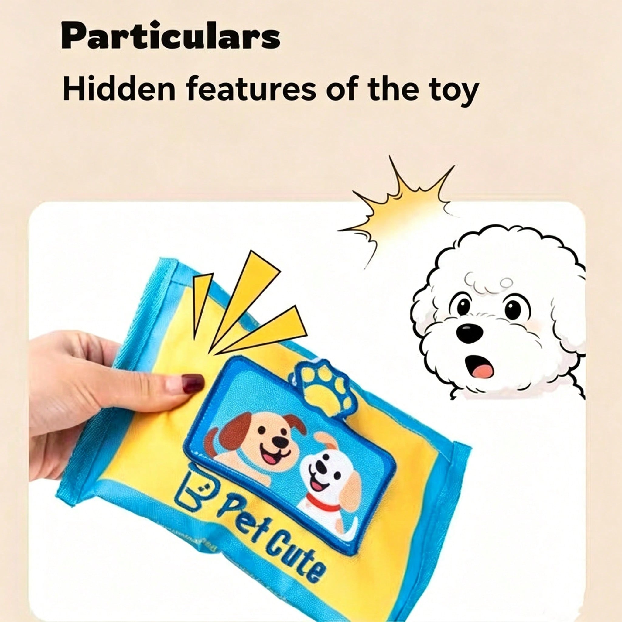 1pc Puppy & Kitten Snuffle Toy, Pet Toy, Kitten & Puppy Toy, Wet Wipe Shaped Interactive Sound-Making Treat Hiding Puzzle Toy, Puppy & Kitten Boredom Relief Toy, Pet Indoor & Outdoor Play Design, Dog Self-Entertainment Toy, Pet Supplies