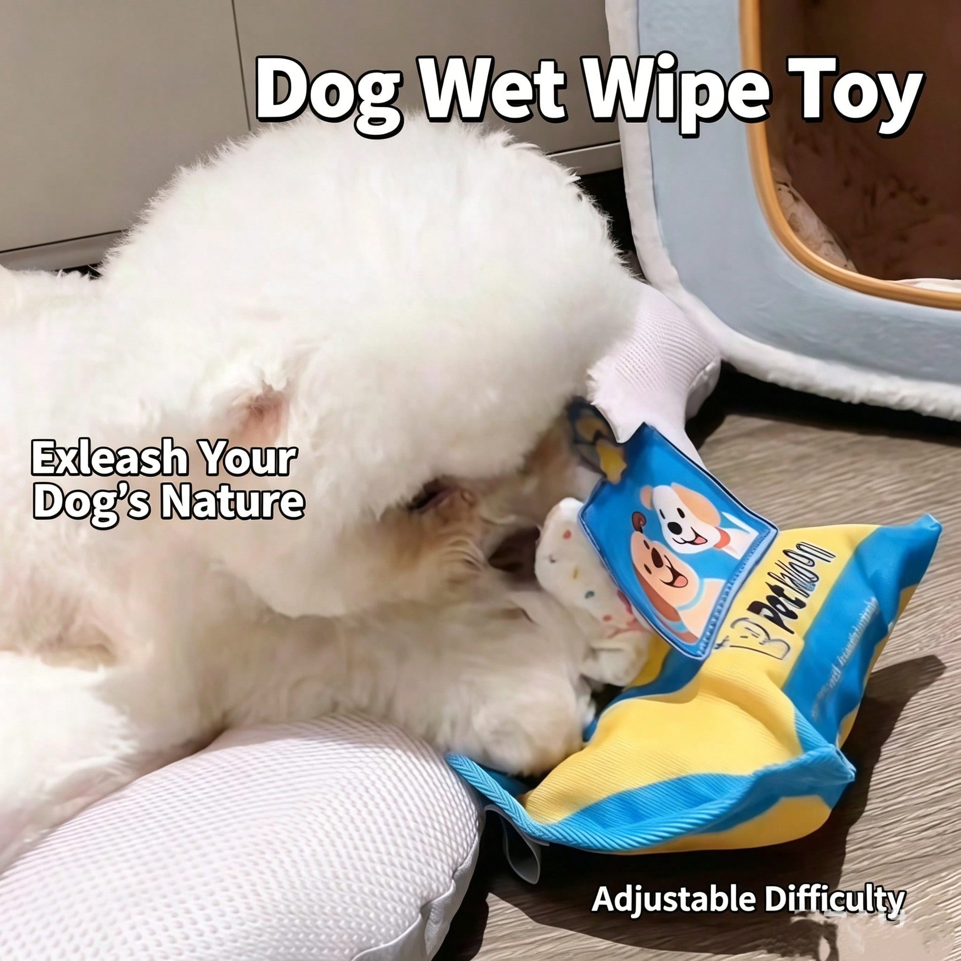 1pc Puppy & Kitten Snuffle Toy, Pet Toy, Kitten & Puppy Toy, Wet Wipe Shaped Interactive Sound-Making Treat Hiding Puzzle Toy, Puppy & Kitten Boredom Relief Toy, Pet Indoor & Outdoor Play Design, Dog Self-Entertainment Toy, Pet Supplies