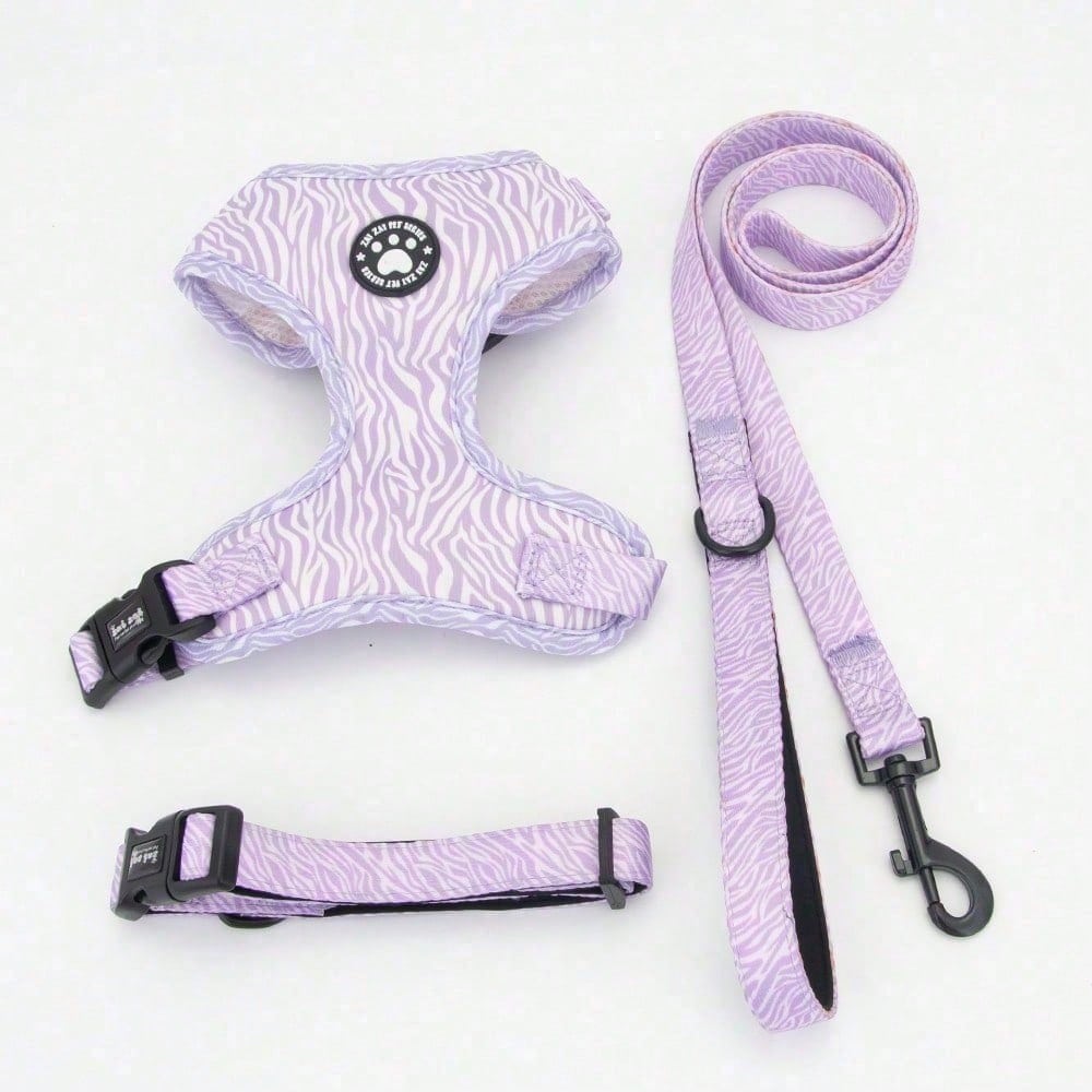 New High-Quality Patterned Dog Harness Set With Adjustable Dog Leash For Outdoor Walking