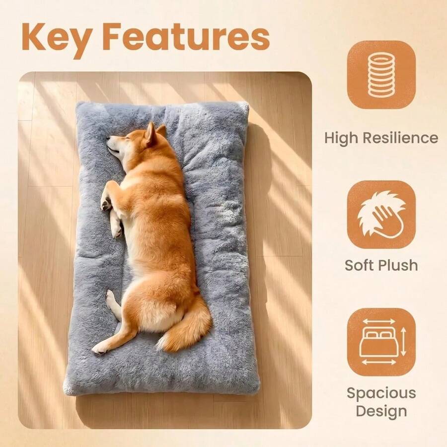Grey XL dog sleeping pad made of polyester with a non-slip bottom and washable cover.
