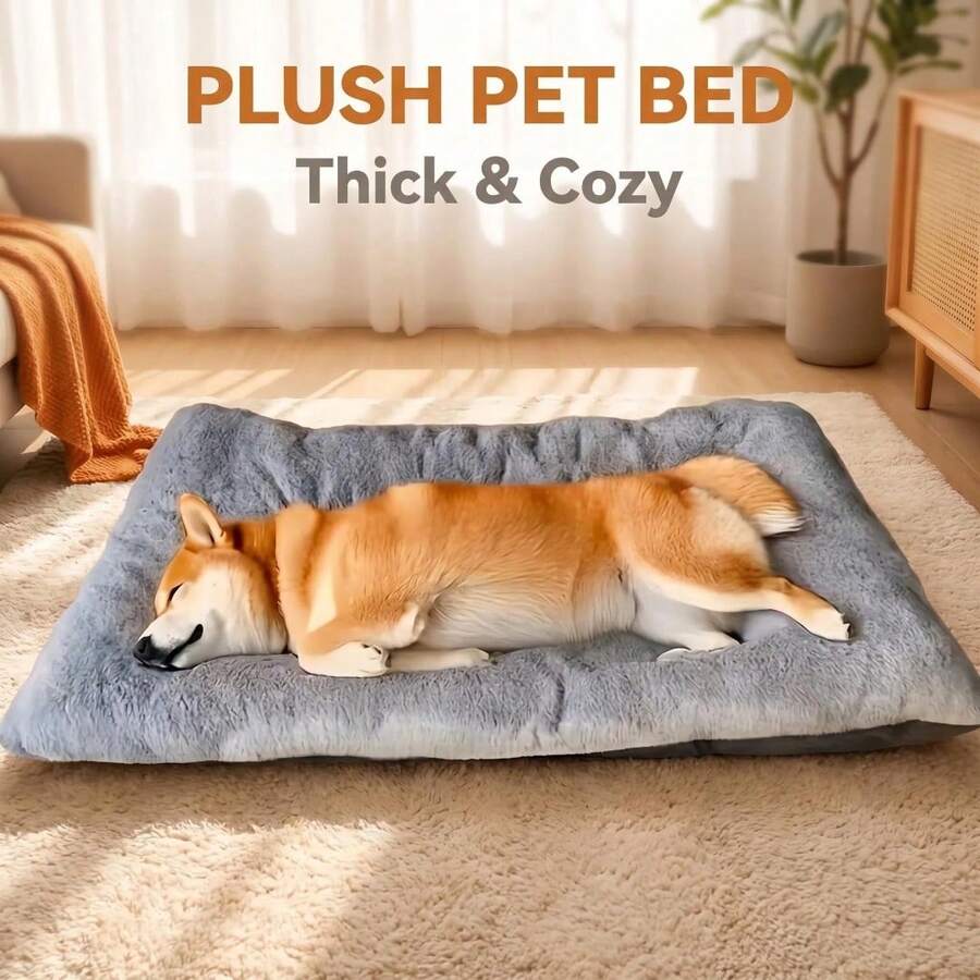 Grey XL dog sleeping pad made of polyester with a non-slip bottom and washable cover.