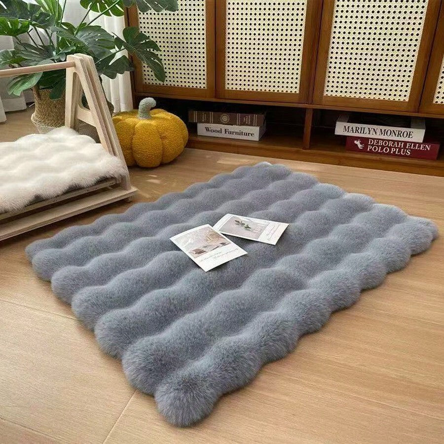 Multicolor plush pet bed mat with cartoon pattern for dogs and cats
