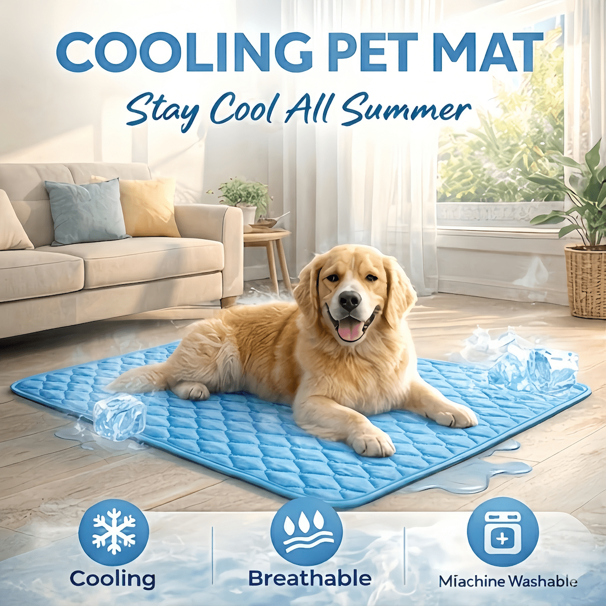 Extra Large Cooling Pet Mat For Summer, Bite-Resistant And Durable Dog Pad, Suitable For All Seasons, Lightweight Pet Cooling Pad Bed, Available In 5 Sizes For Small, Medium And Large Pets, For Pet Lovers, Washable