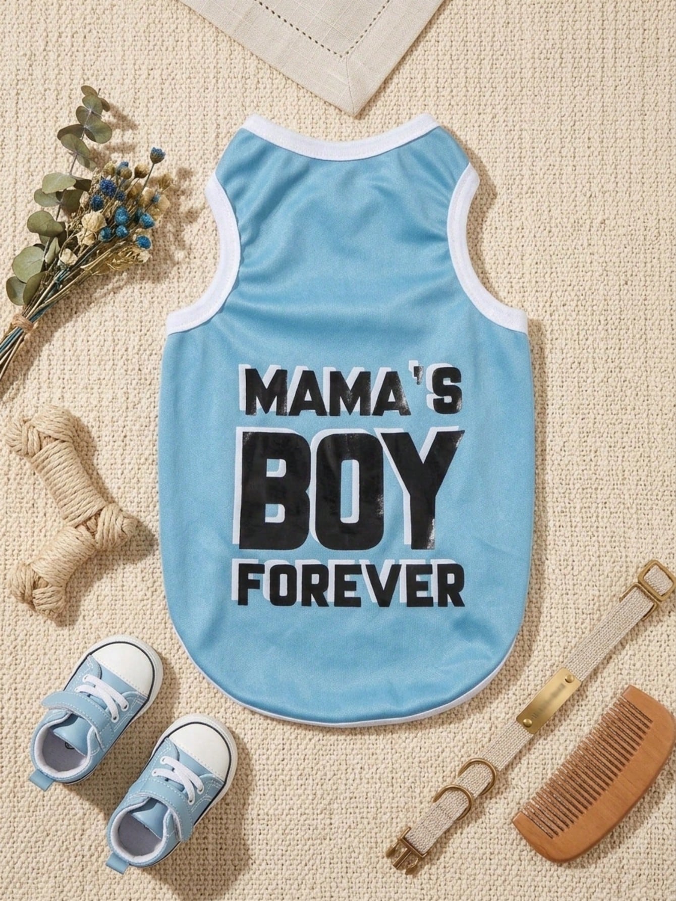 Mama's Boy Forever Blue Pet Print Top, 1pc