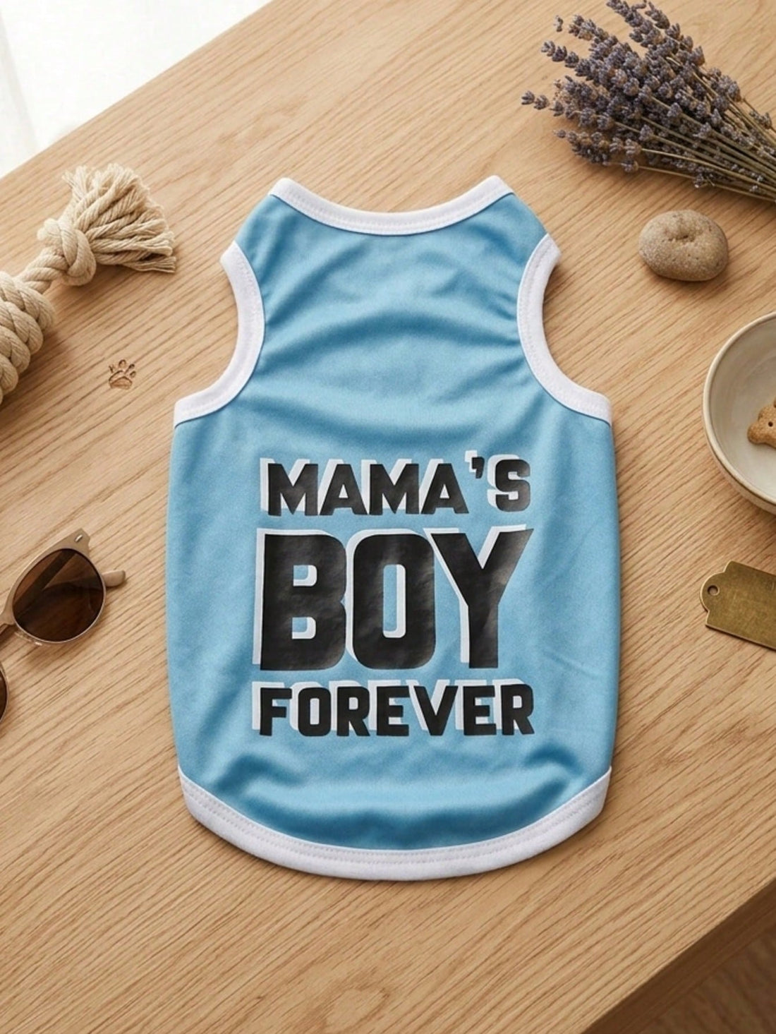 Mama's Boy Forever Blue Pet Print Top, 1pc