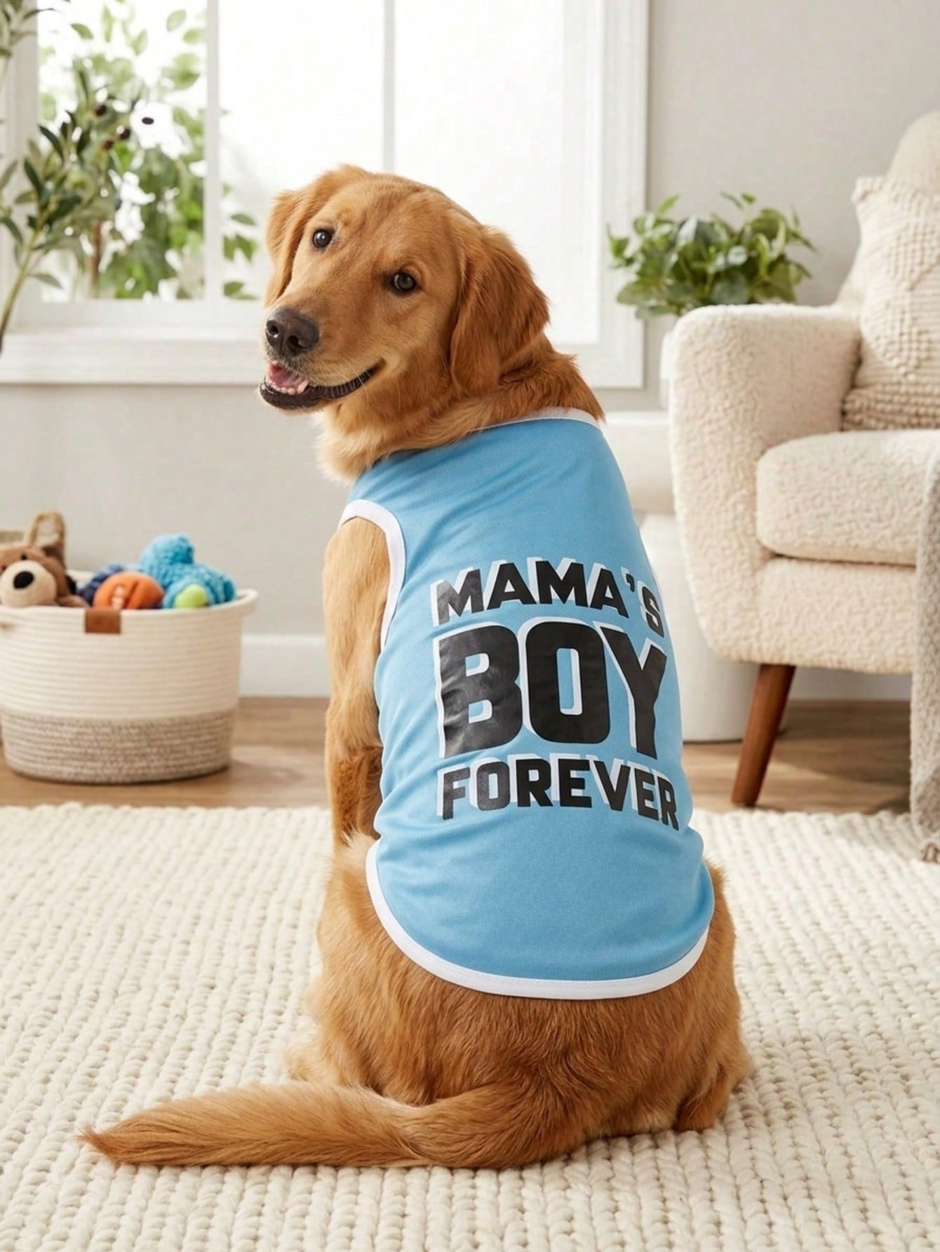 Mama's Boy Forever Blue Pet Print Top, 1pc