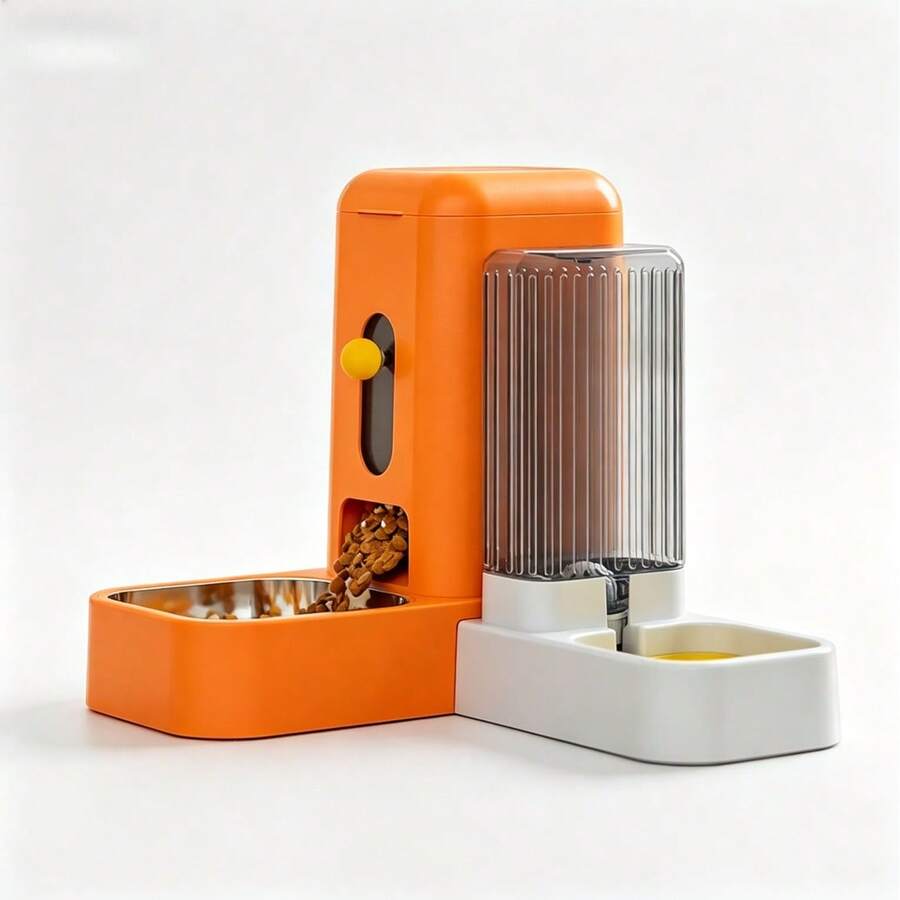 2-in-1 automatic pet food and water bowl set made of PP plastic for cats and small dogs