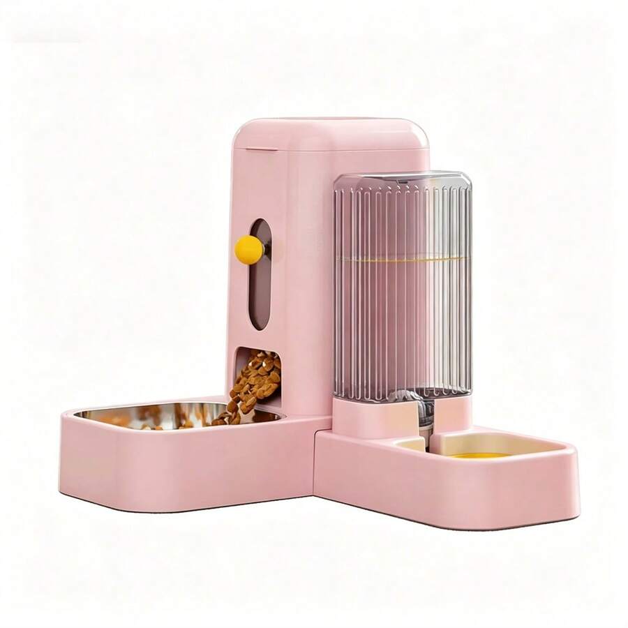 2-in-1 automatic pet food and water bowl set made of PP plastic for cats and small dogs
