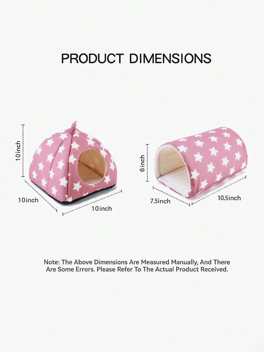 Pink strawberry pattern hamster bed hideaway nest made of soft polyester for small pets.