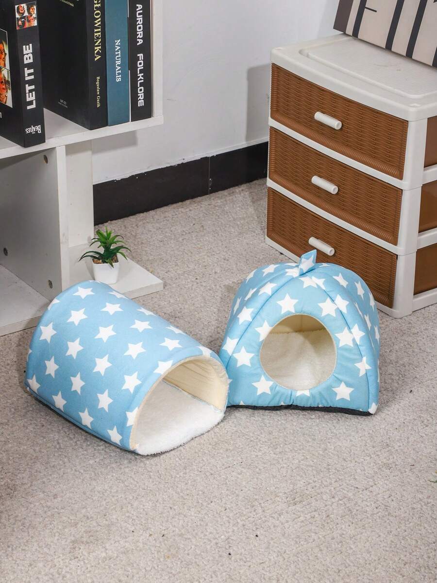 Pink strawberry pattern hamster bed hideaway nest made of soft polyester for small pets.