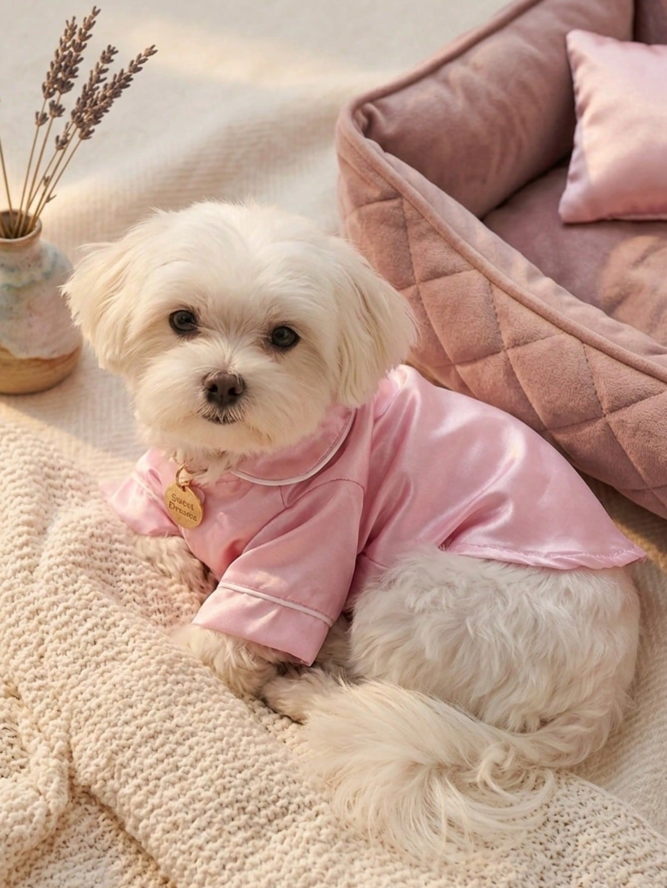 1pc Adorable Pet Clothes, 2-Leg Silk Spring/Autumn Pajamas With Snap-Button Design, For Dogs & Cats Such As Poodle, Bulldog