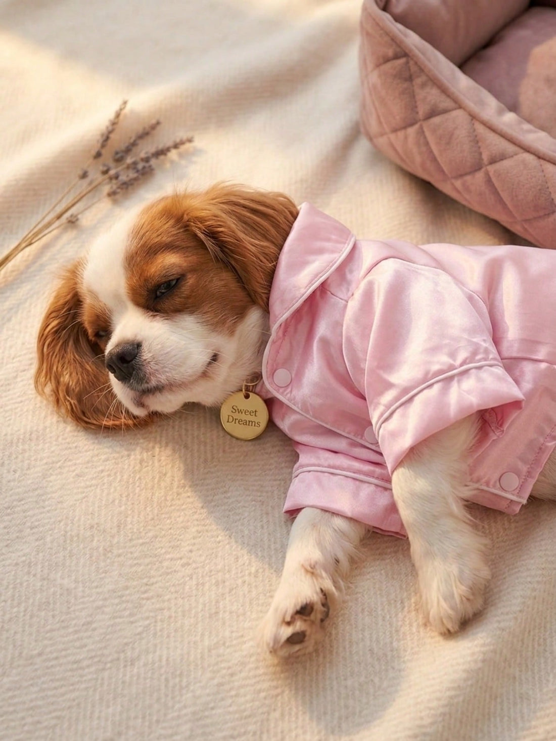 1pc Adorable Pet Clothes, 2-Leg Silk Spring/Autumn Pajamas With Snap-Button Design, For Dogs & Cats Such As Poodle, Bulldog