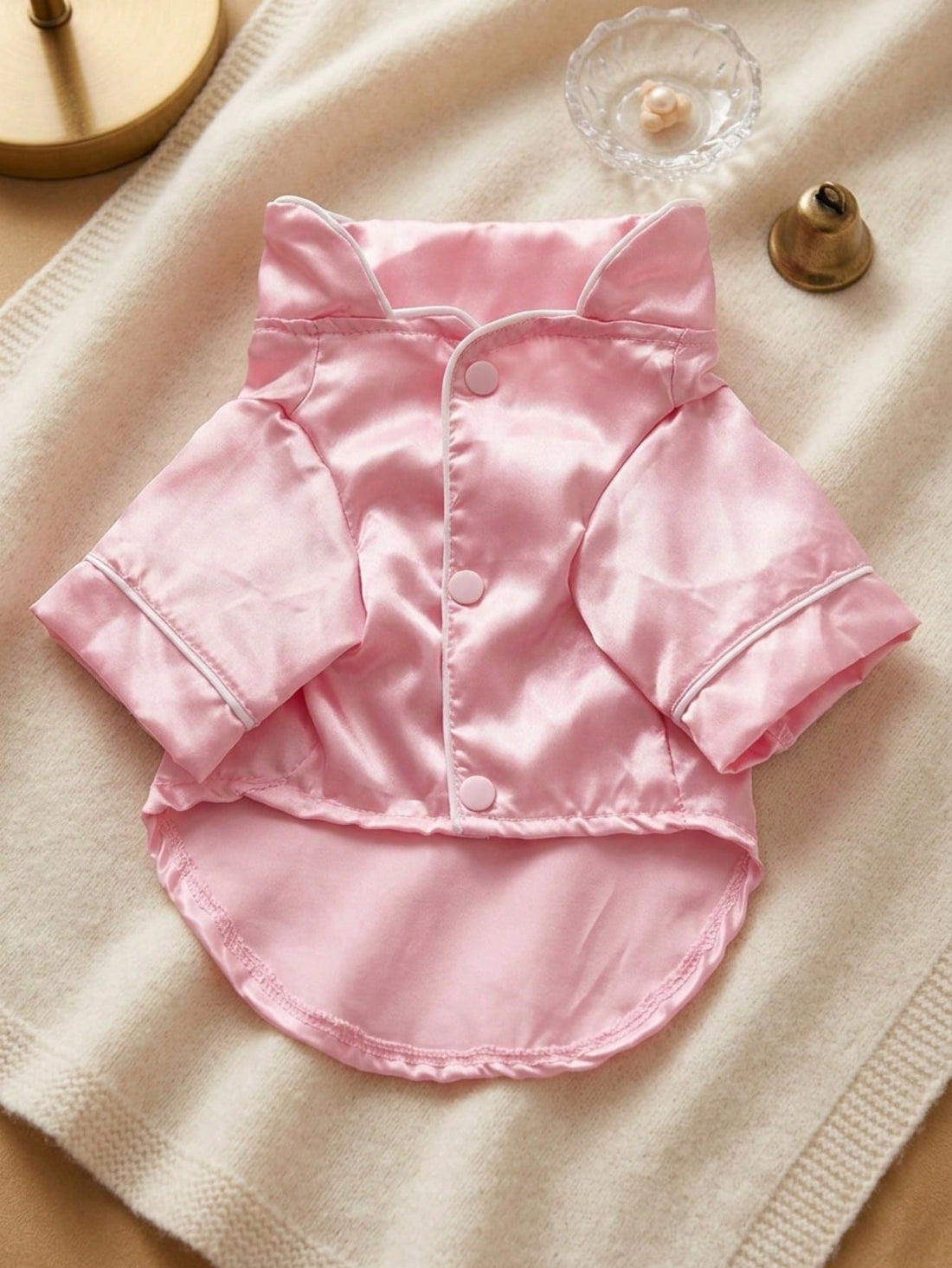 1pc Adorable Pet Clothes, 2-Leg Silk Spring/Autumn Pajamas With Snap-Button Design, For Dogs & Cats Such As Poodle, Bulldog