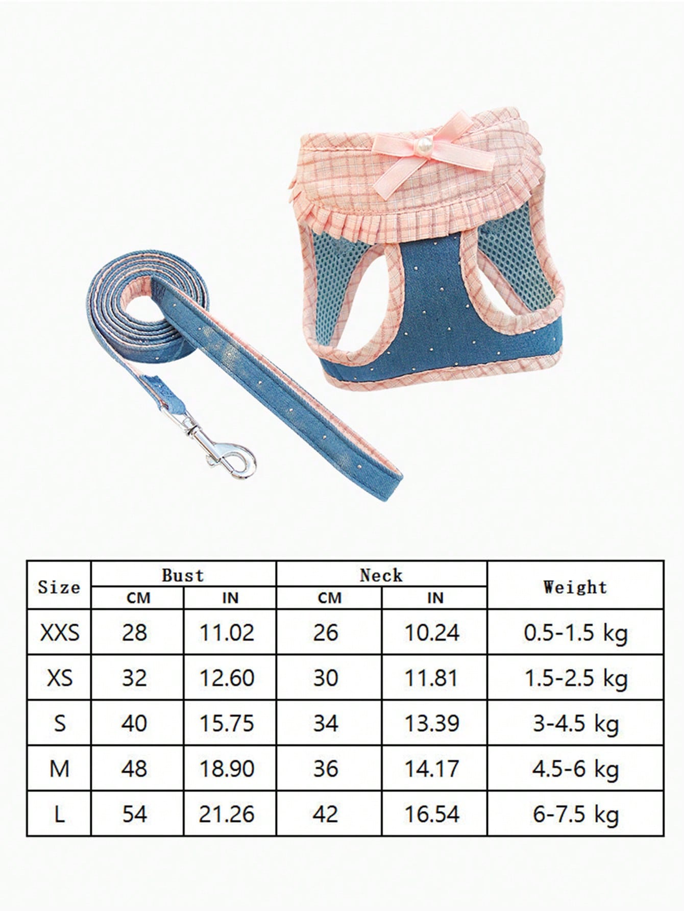 Adjustable vest style dog harness and leash set with cute multicolor polyester chest strap for small dogs, Teddy breeds, and cats