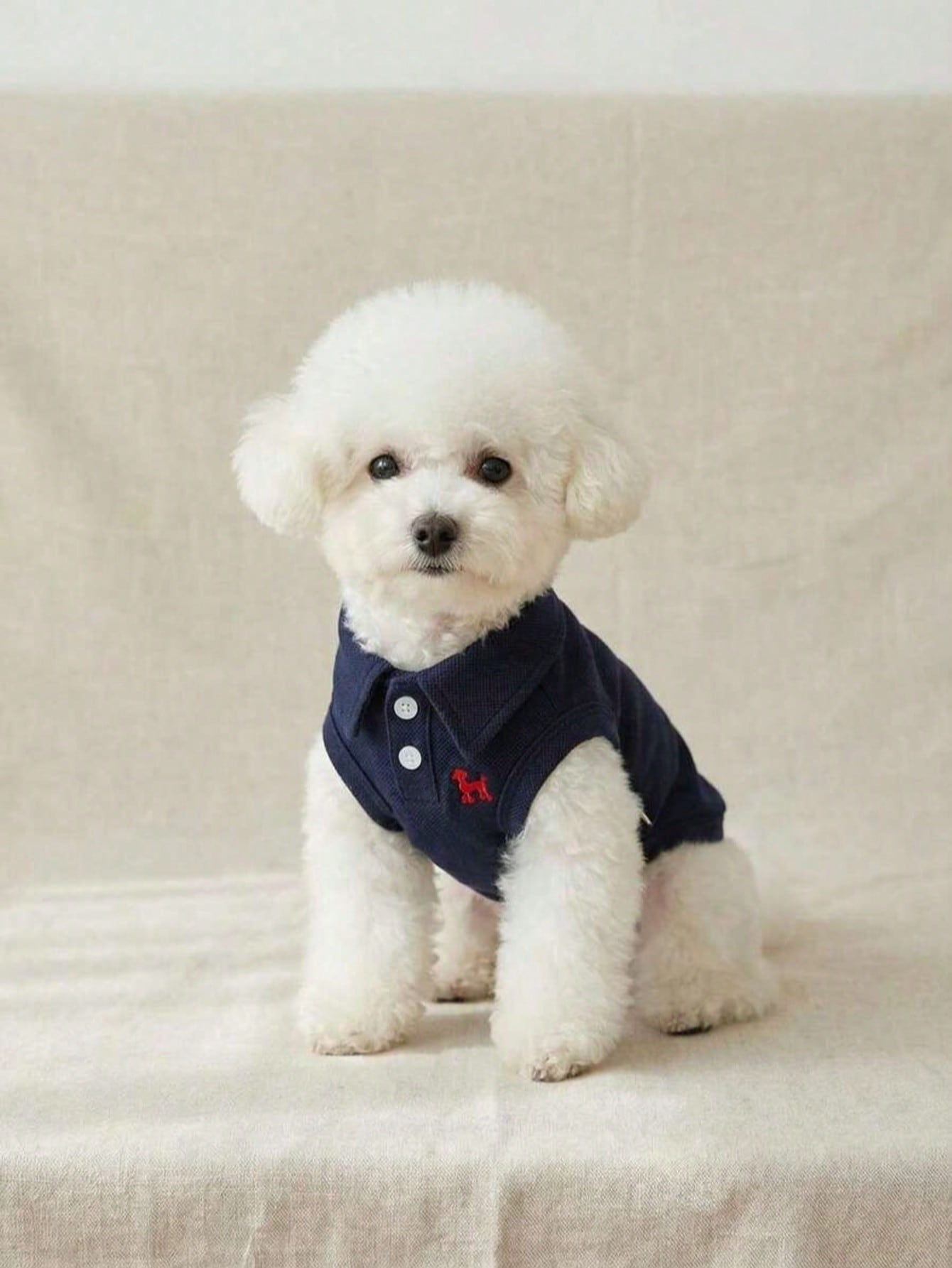 One Piece Solid Color Pet Polo Embroidered Shirt For Spring And Summer Vest