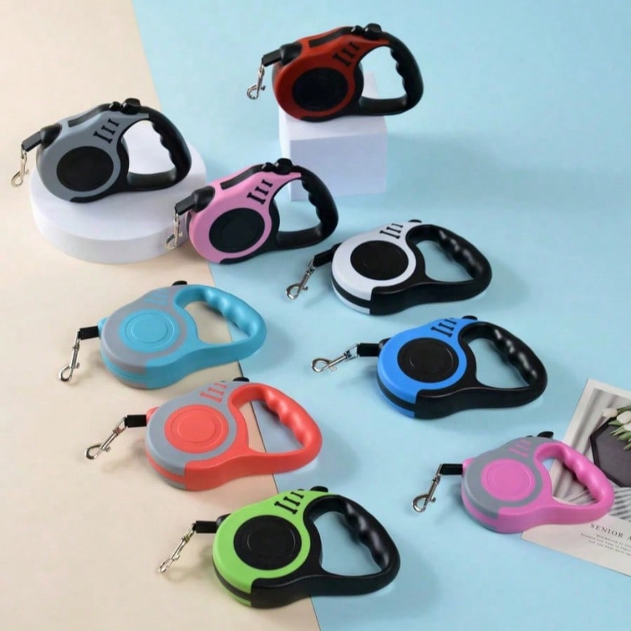Multicolor bone-shaped retractable pet leash made from ABS for cats and dogs