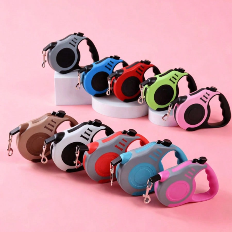 Multicolor bone-shaped retractable pet leash made from ABS for cats and dogs