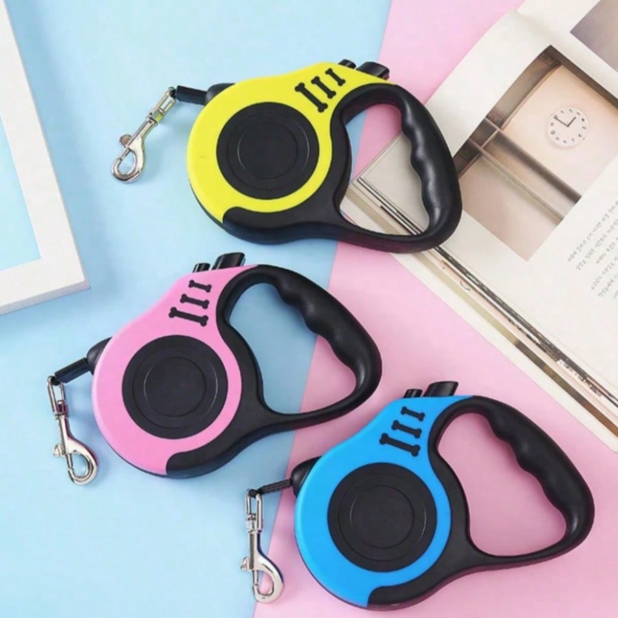 Multicolor bone-shaped retractable pet leash made from ABS for cats and dogs
