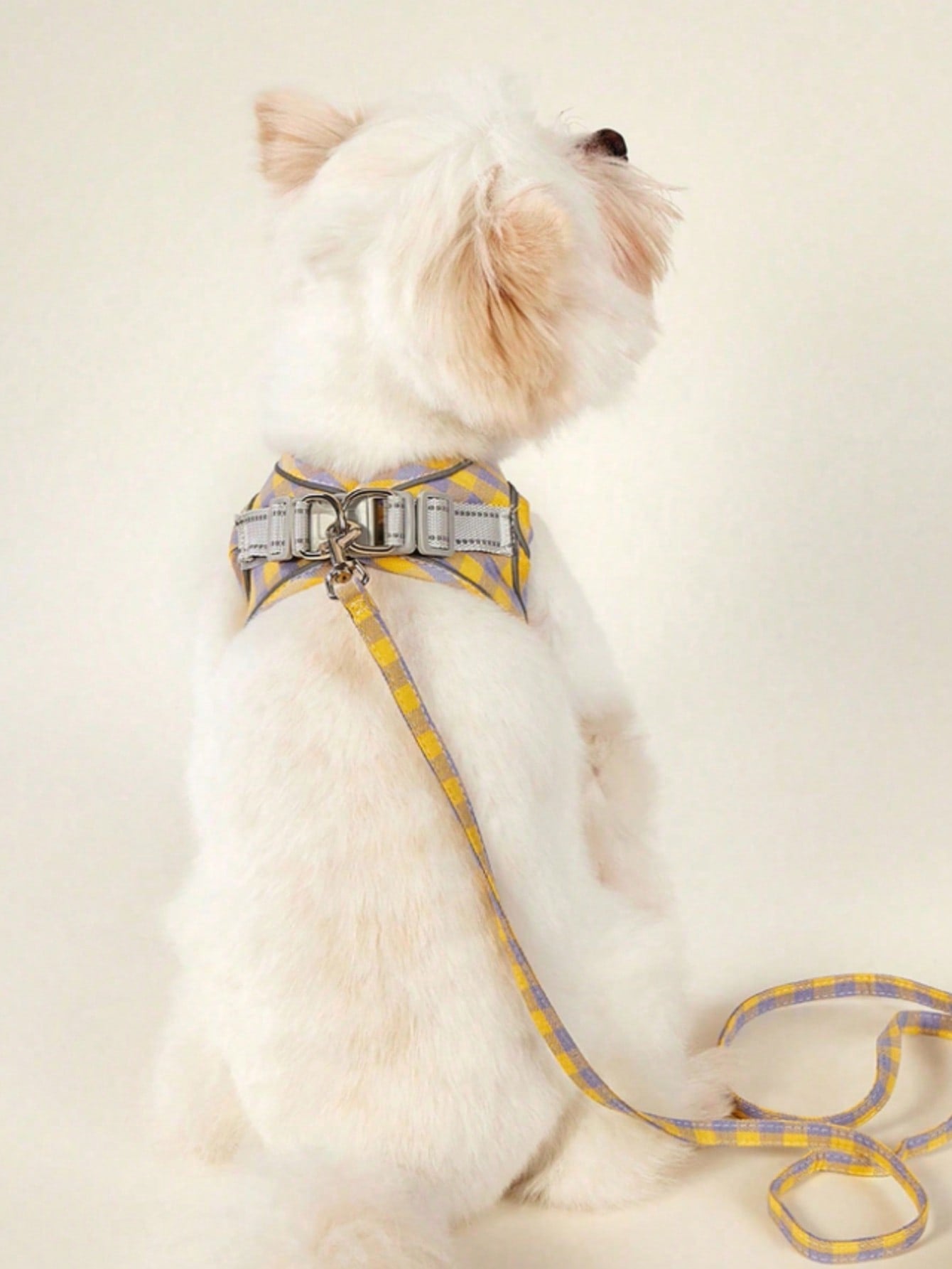 Multicolor plaid breathable vest-type dog harness made from polyurethane PU, suitable for cats and small to medium-sized dogs for outdoor use.