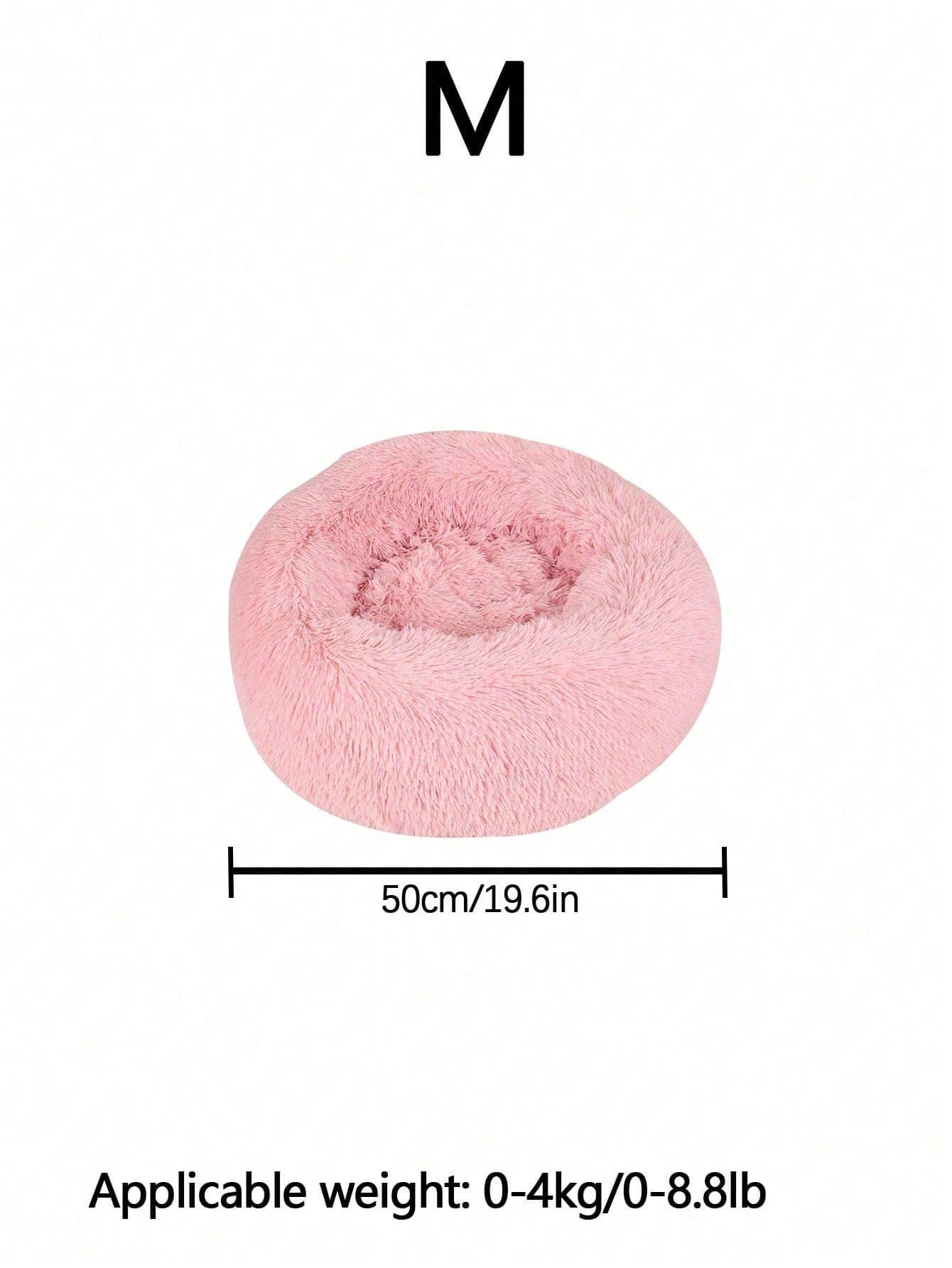 Pink round soft pet bed nest for indoor cats and small to medium dogs