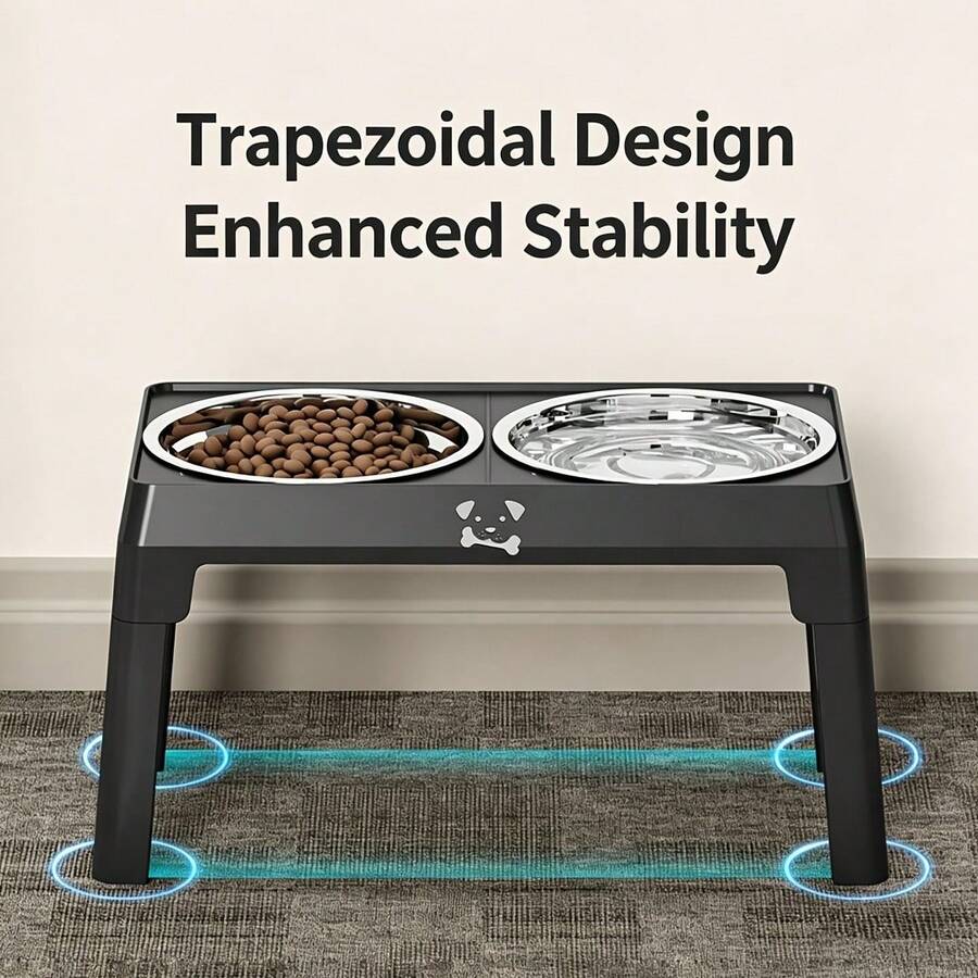 Stainless steel elevated dog bowls with an adjustable height anti-slip raised feeder stand for large dogs.