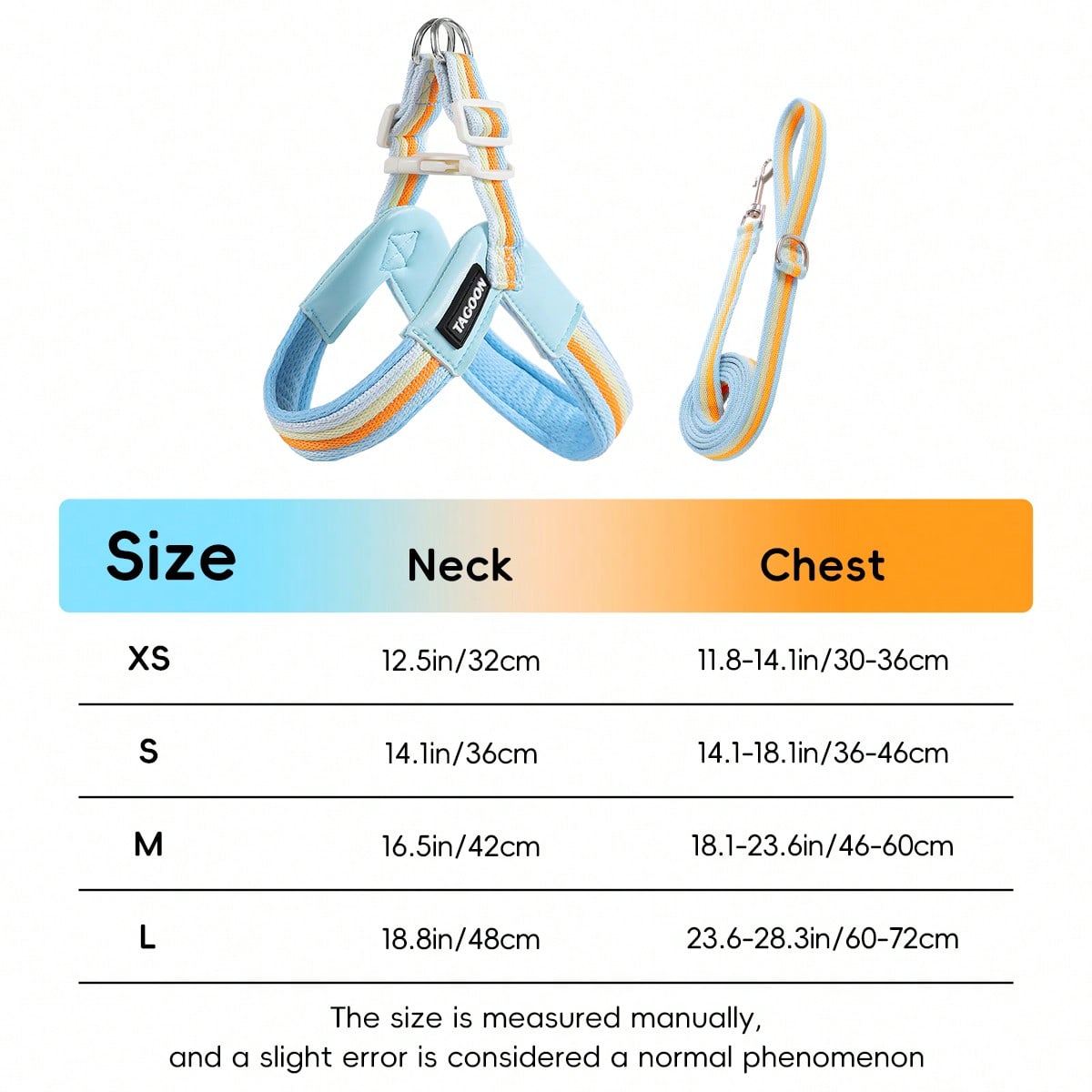 Multicolor colorblock no-pull dog harness 2-pack with step-in padded vest design, adjustable chest strap, and leash clip for small and medium dogs.