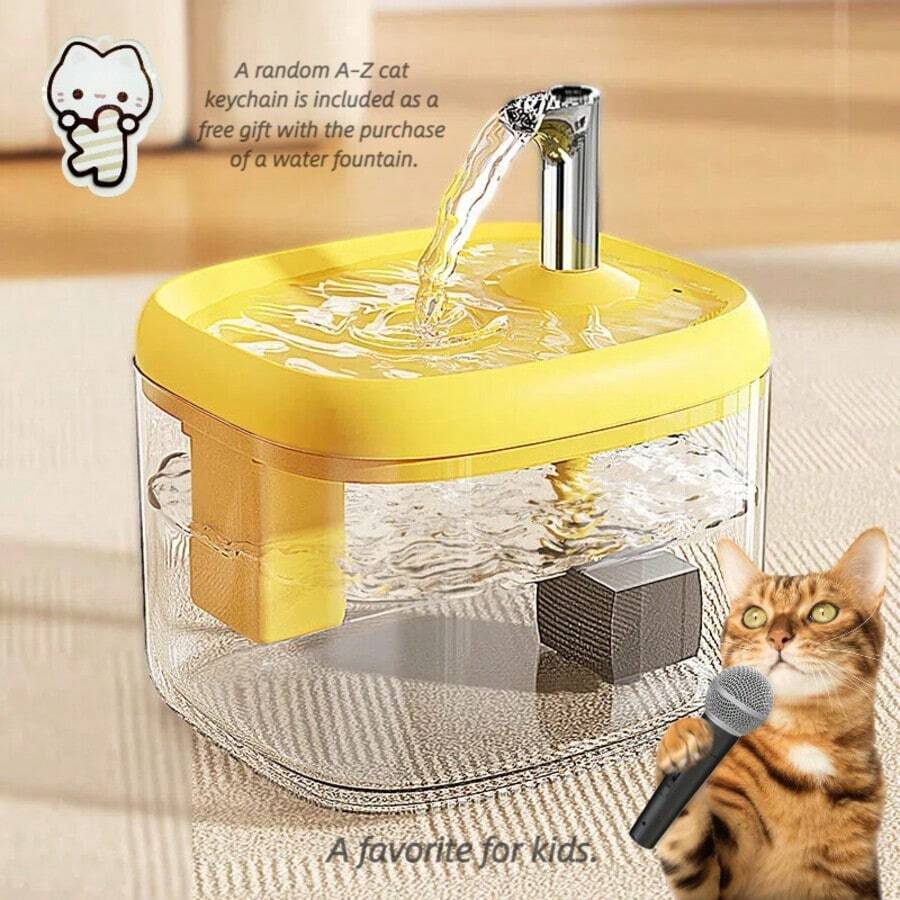 Automated 1.5L circulating cat water fountain made of durable ABS material with USB power interface for continuous pet hydration.