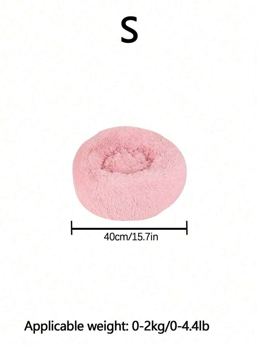 Pink round soft pet bed nest for indoor cats and small to medium dogs