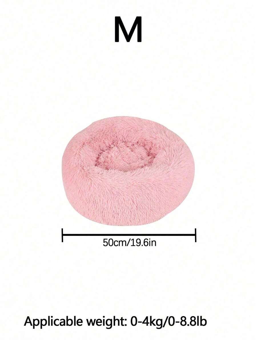 Pink round soft pet bed nest for indoor cats and small to medium dogs