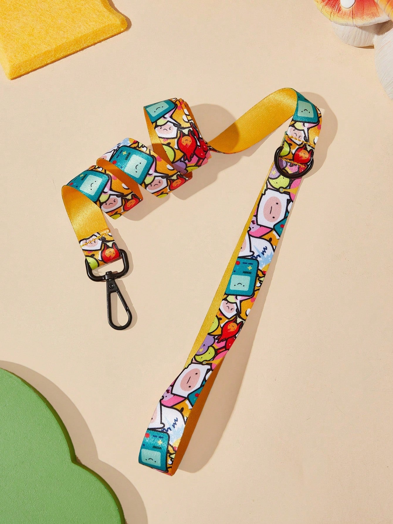 Multicolor cartoon pattern pet collar and leash set with adjustable polyester straps and portable storage bag for cats and dogs