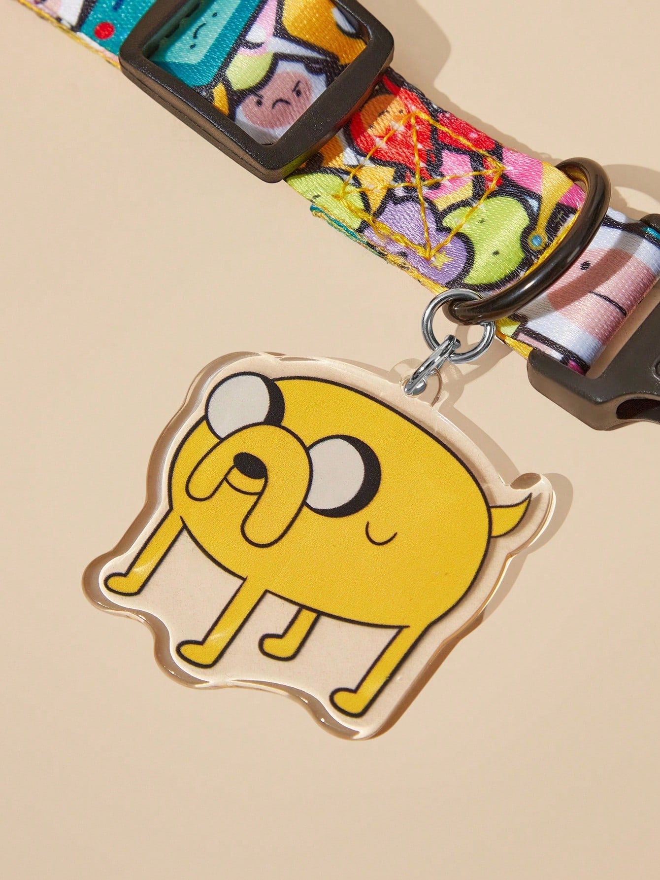 Multicolor cartoon pattern pet collar and leash set with adjustable polyester straps and portable storage bag for cats and dogs