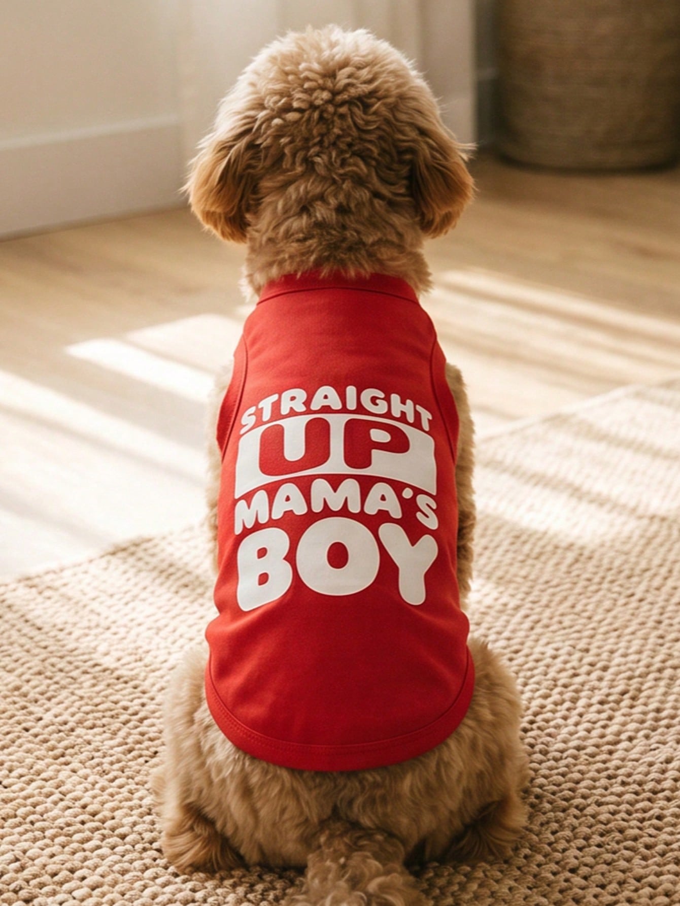 1pc "Mama's Boy" Slogan Graphic Pet Vest, Flea Repellent, Anti-Shedding, Insulation, Breathable For Small/Medium Dogs & Cats, Indoor/Outdoor Use