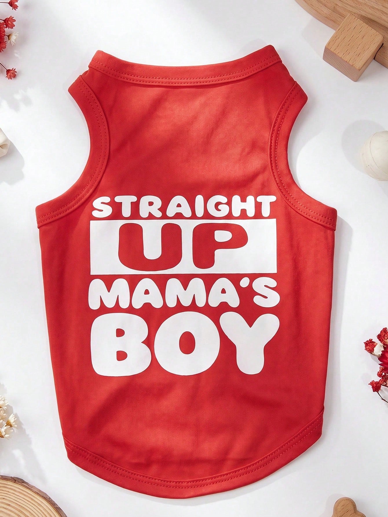 1pc "Mama's Boy" Slogan Graphic Pet Vest, Flea Repellent, Anti-Shedding, Insulation, Breathable For Small/Medium Dogs & Cats, Indoor/Outdoor Use