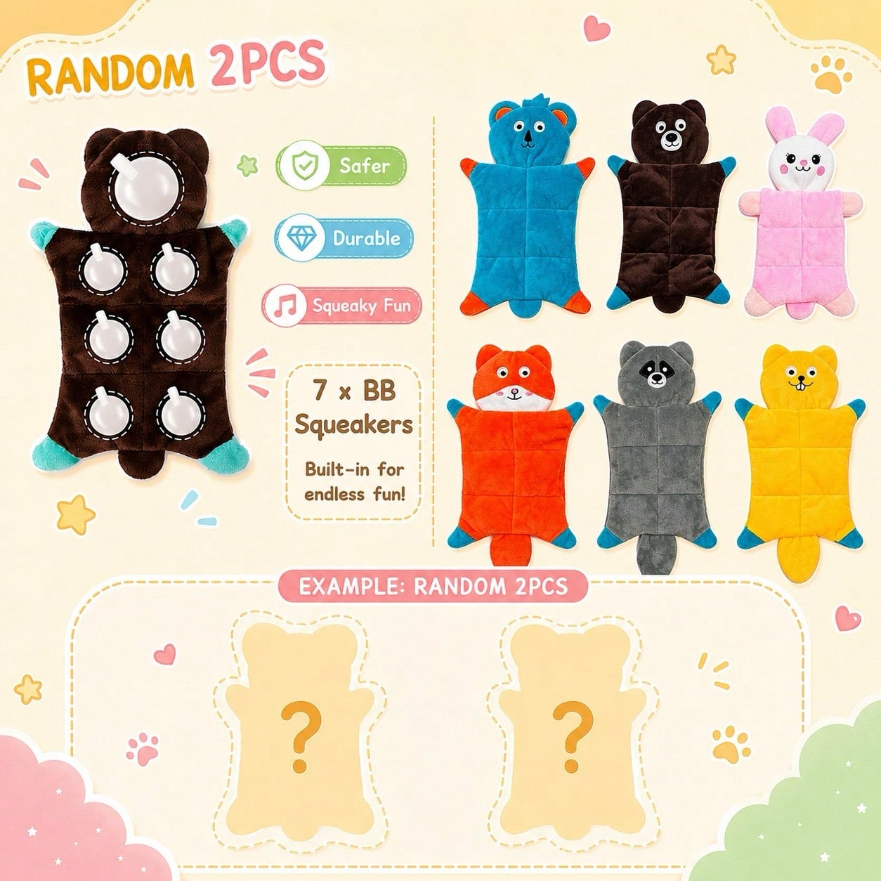 Cute Sound-Making Plush Pet Doll - Brown Bear, Squirrel, Fox, Koala, Raccoon, Rabbit, With BIBI Sound Chip, Chew-Resistant, Suitable For Medium And Large Dogs And Cats, And Materials