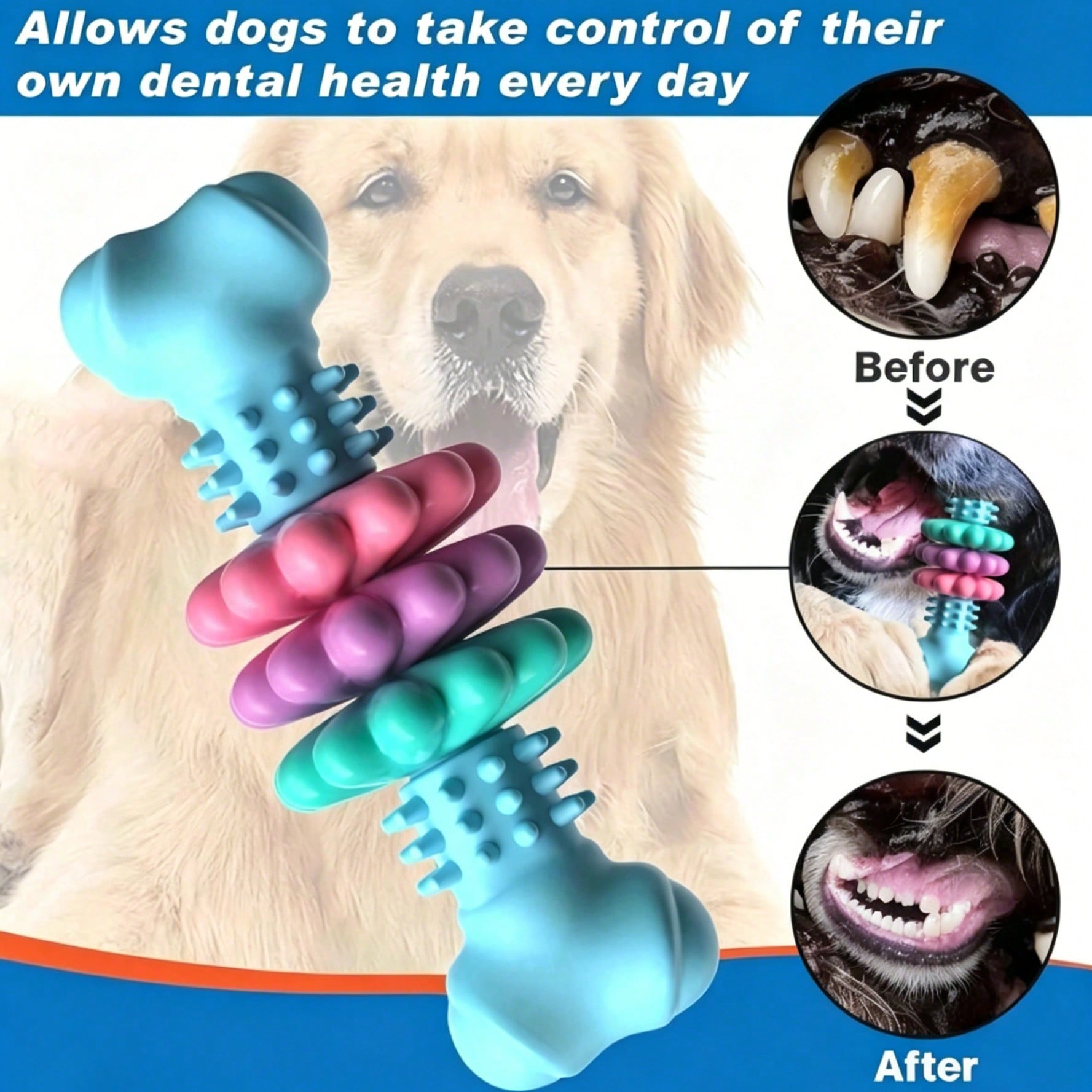 1pc Multi-Color Dog Toothbrush Toy, Interactive Cleaning Chew Toy Helps Clean Teeth, Suitable For Training Small To Medium Dogs, Relieve Boredom And Prevent, Dog Supplies, Puppy Supplies, Dog Accessories, Dog Toys, Puppy Supplies, Puppy Games