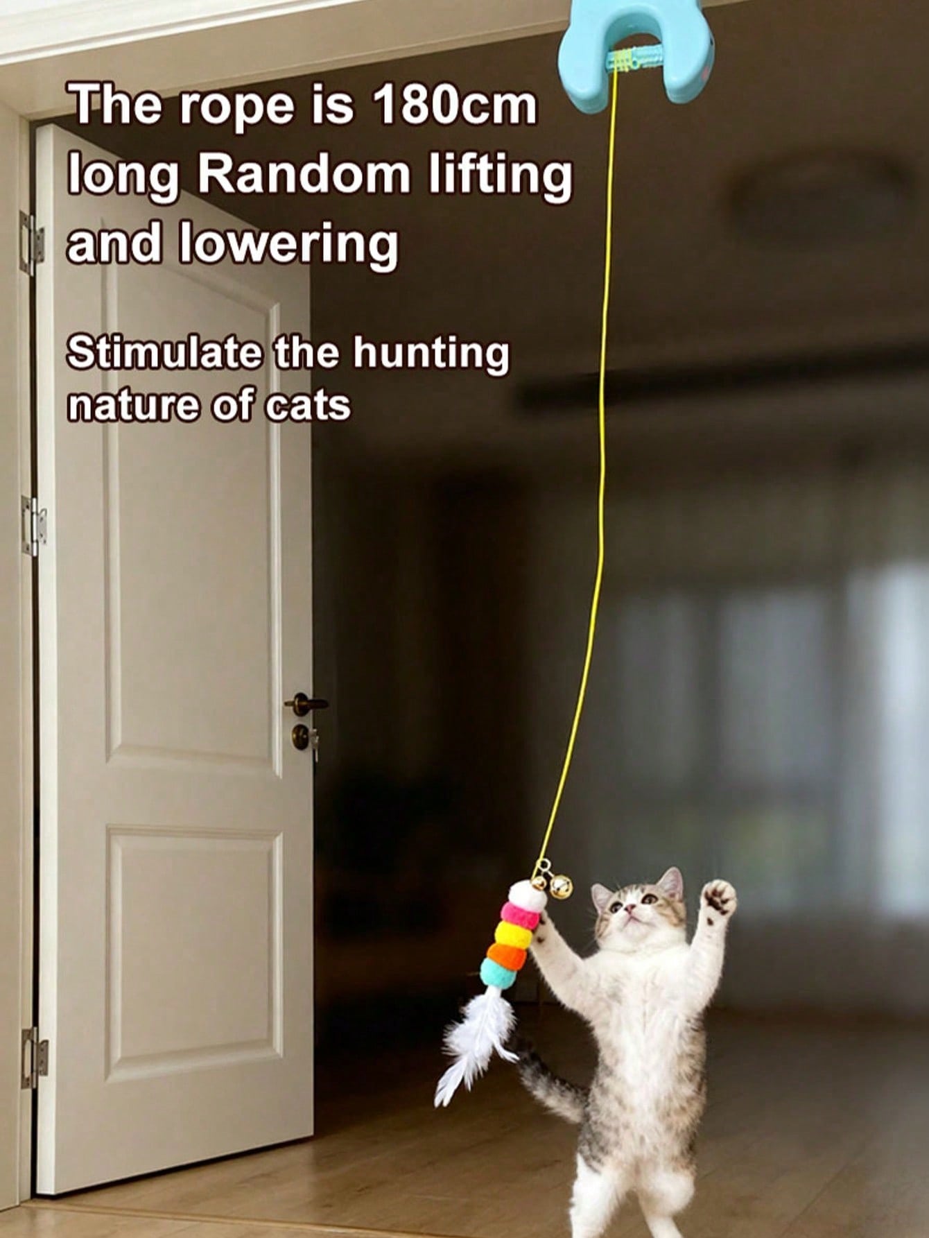 This Interactive Cat Toy Can Move The Ball Up And Down Automatically Without Manual Operation, Stimulating The Cat's Hunting Instinct. Made Of Durable Plastic, USB Rechargeable, And Easy To Install.