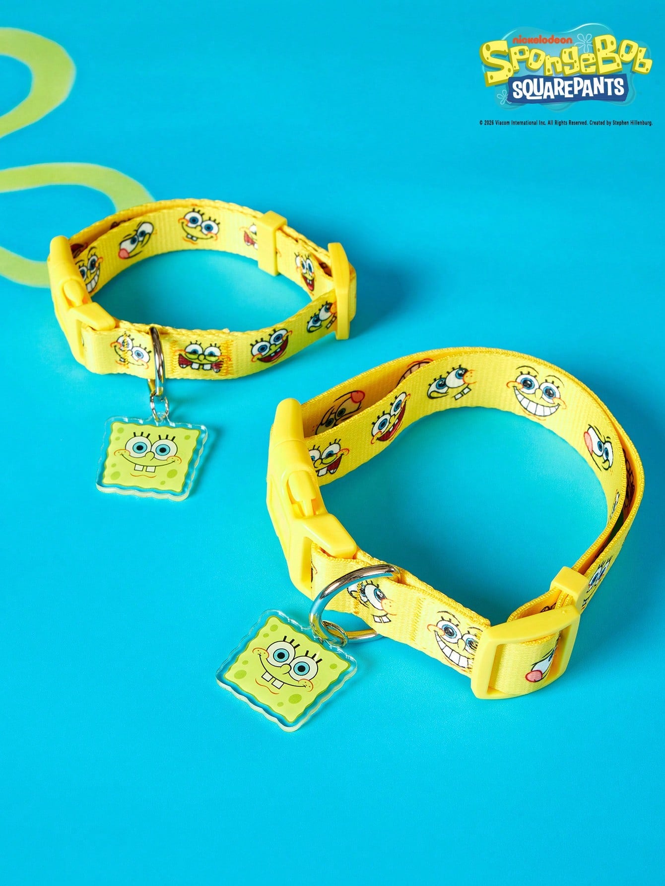 Green polyester X PENSIN pet collar with cartoon pattern and matching pendant for cats and dogs