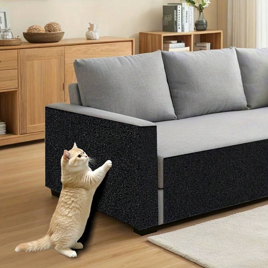 Trimmable polyester cat scratching mat and sofa corner protector pad measuring 30x100 cm in plain design.