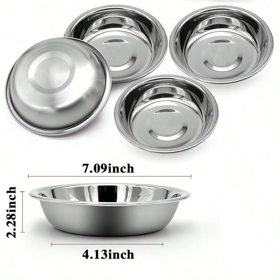 5 pack 7.09 inch 304 stainless steel shallow wide cat food bowls for whisker fatigue relief