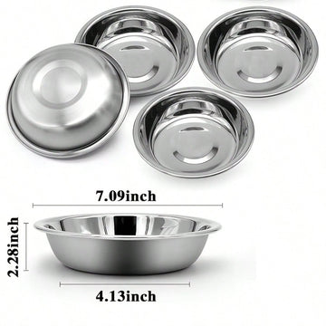 5 pack 7.09 inch 304 stainless steel shallow wide cat food bowls for whisker fatigue relief