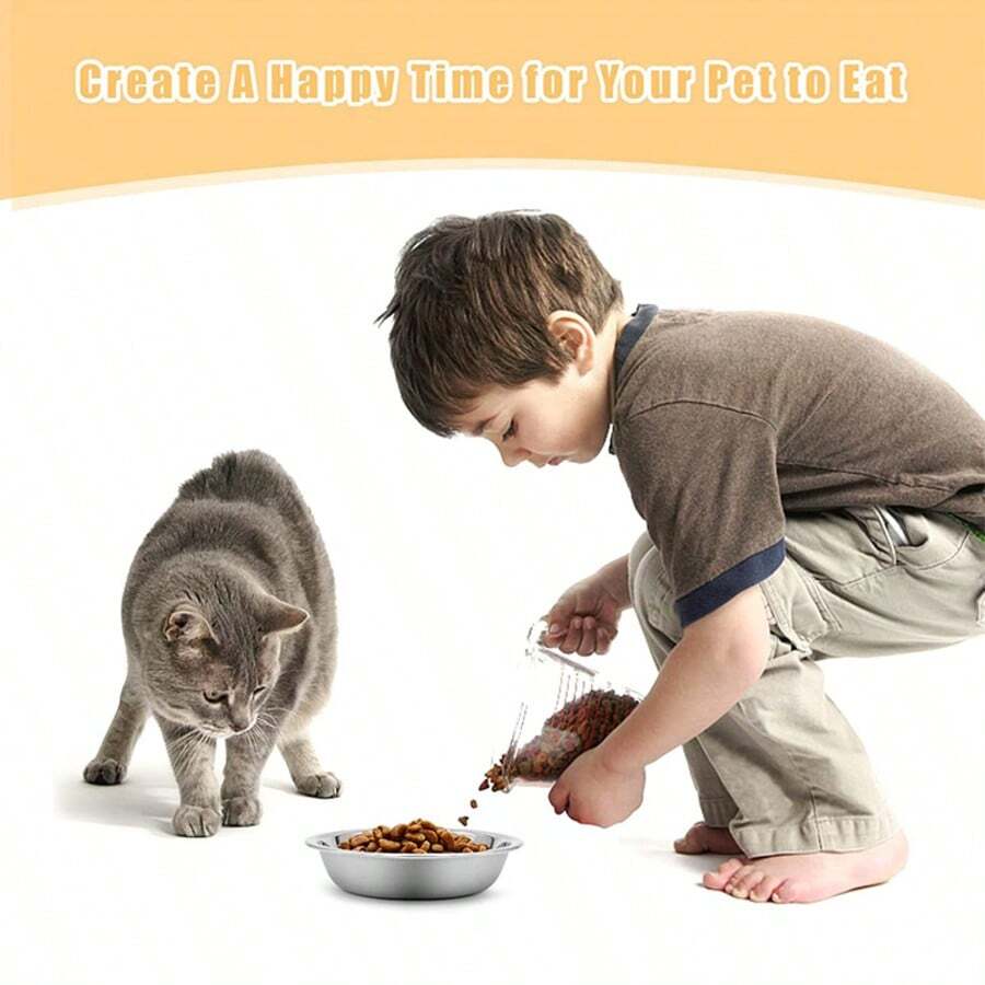 5 pack 7.09 inch 304 stainless steel shallow wide cat food bowls for whisker fatigue relief