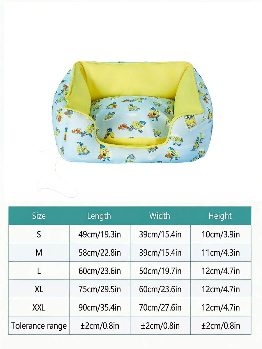 Yellow SpongeBob SquarePants memory foam pet nest bed for cats and dogs