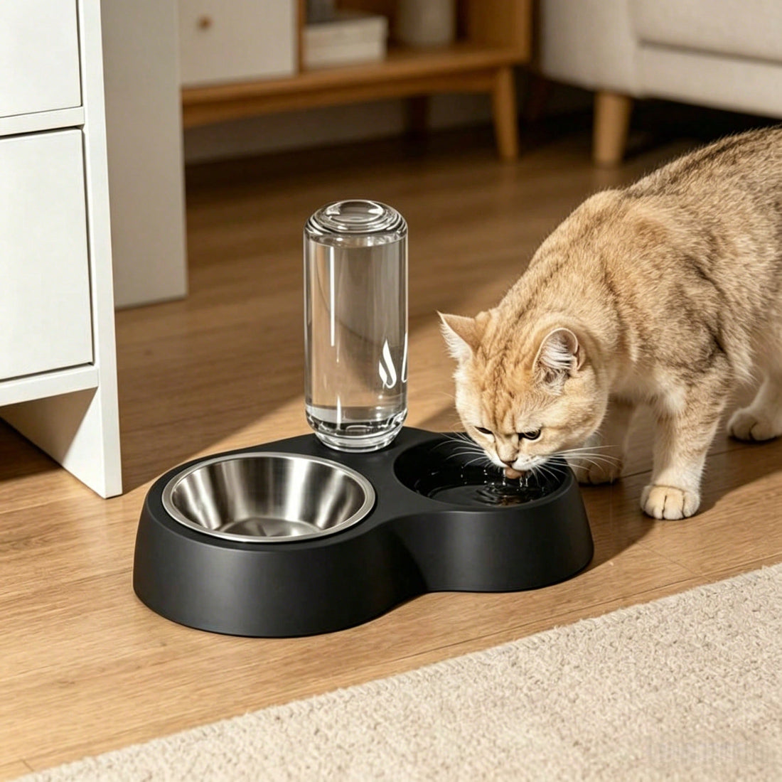 2-In-1 Stainless Steel Pet Food & Water Bowl, Suitable For Small/Medium Cats, Dogs, Rabbits And Other Pets