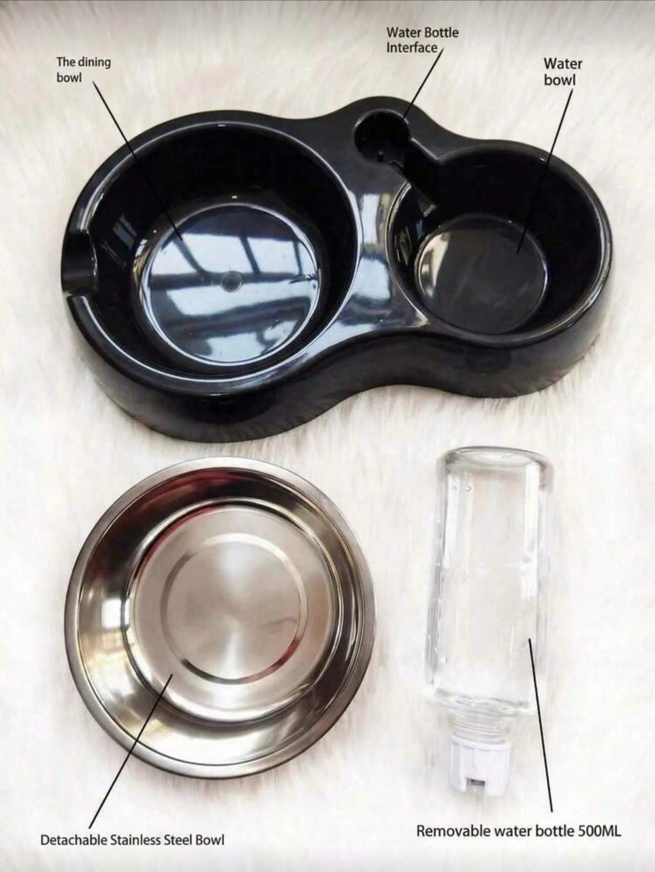 2-In-1 Stainless Steel Pet Food & Water Bowl, Suitable For Small/Medium Cats, Dogs, Rabbits And Other Pets