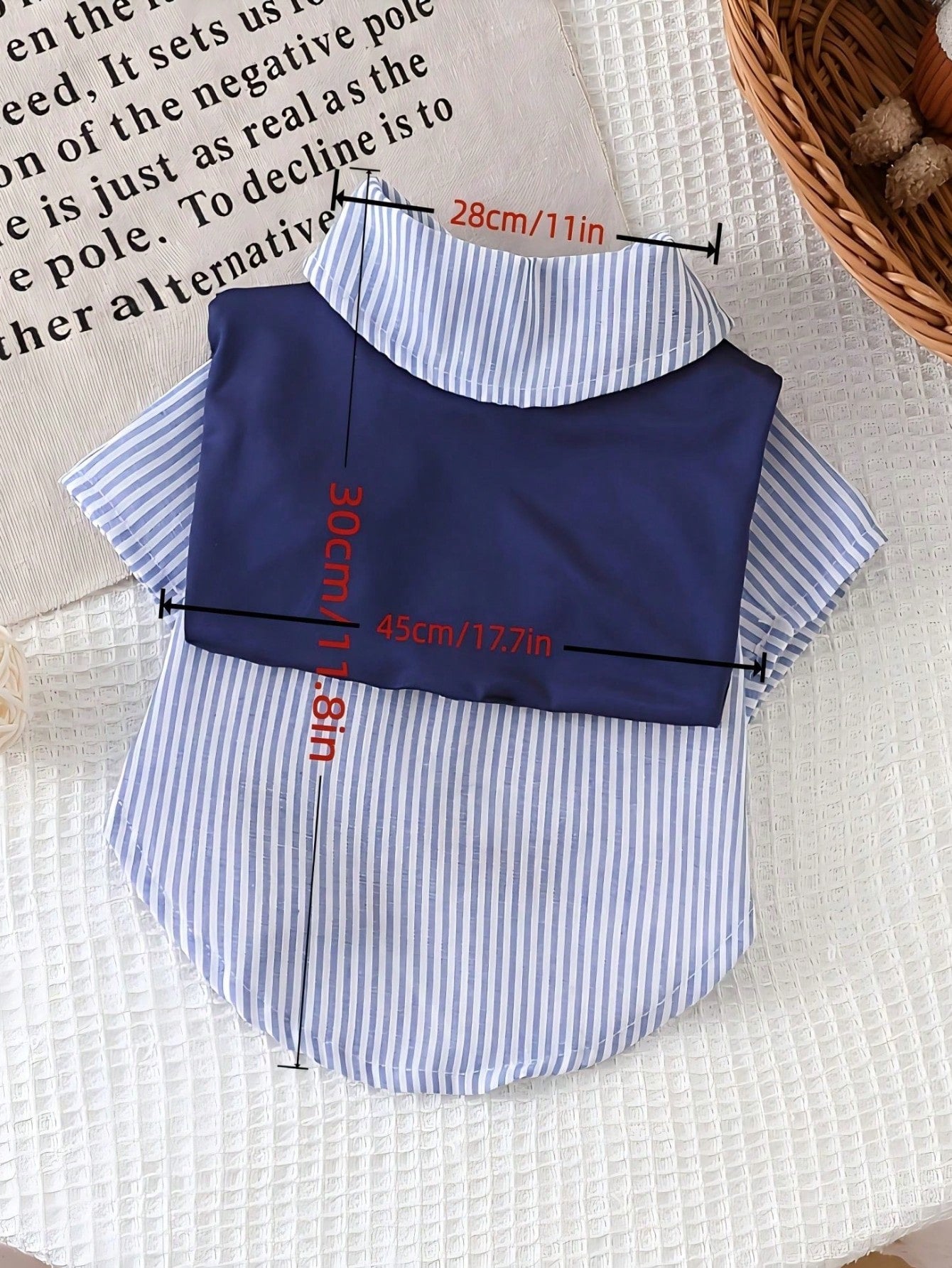 Striped Pet Shirt With Detachable Solid Color Scarf For Cats And Dogs, Soft Breathable Clothing For Daily Wear